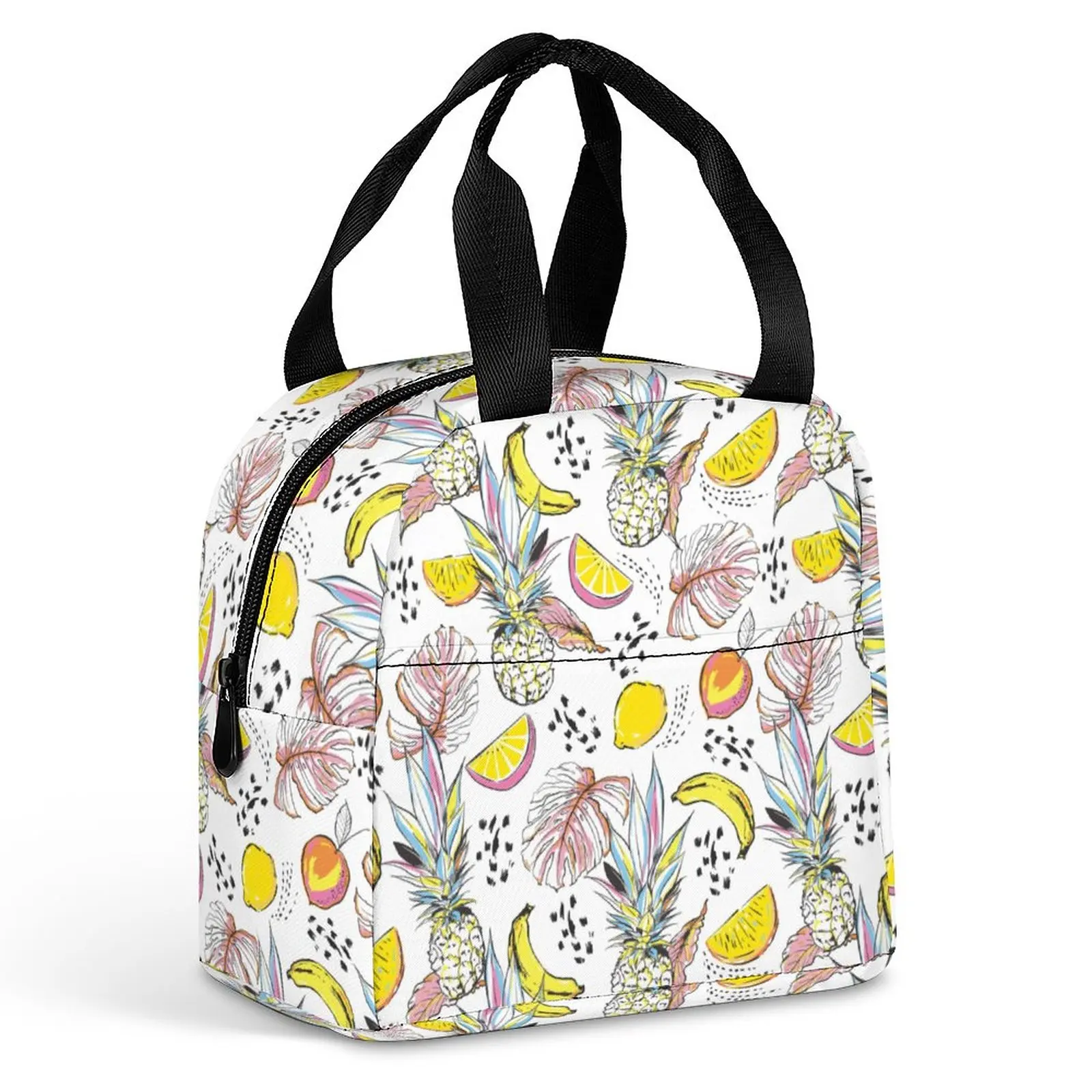 

Custom Pattern Tote Lunch Bag for Women Painted Pineapple Print Portable Meal Bag Picnic Travel Breakfast Box Office Work School