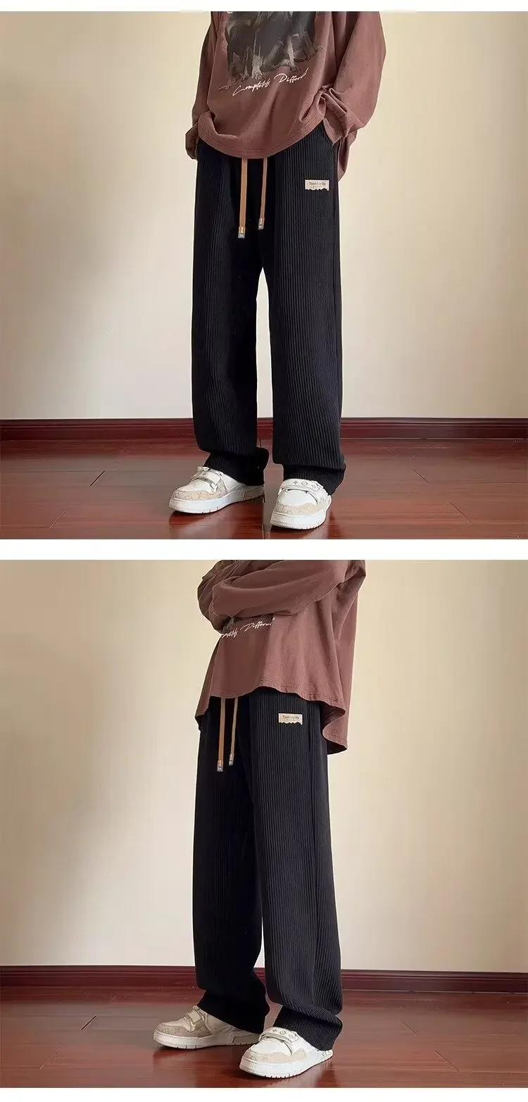 النمط الأمريكي الرجال سروال قصير الخريف/الشتاء الصوف مبطن فضفاض مستقيم الساق بناطيل كاجوال العصرية واسعة الساق الرجال السراويل النمط الأمريكي الرجال سروال قصير الخريف/الشتاء الصوف مبطن فضفاض مستقيم الساق بناطيل كاجوال العصرية واسعة الساق الرجال السراويل