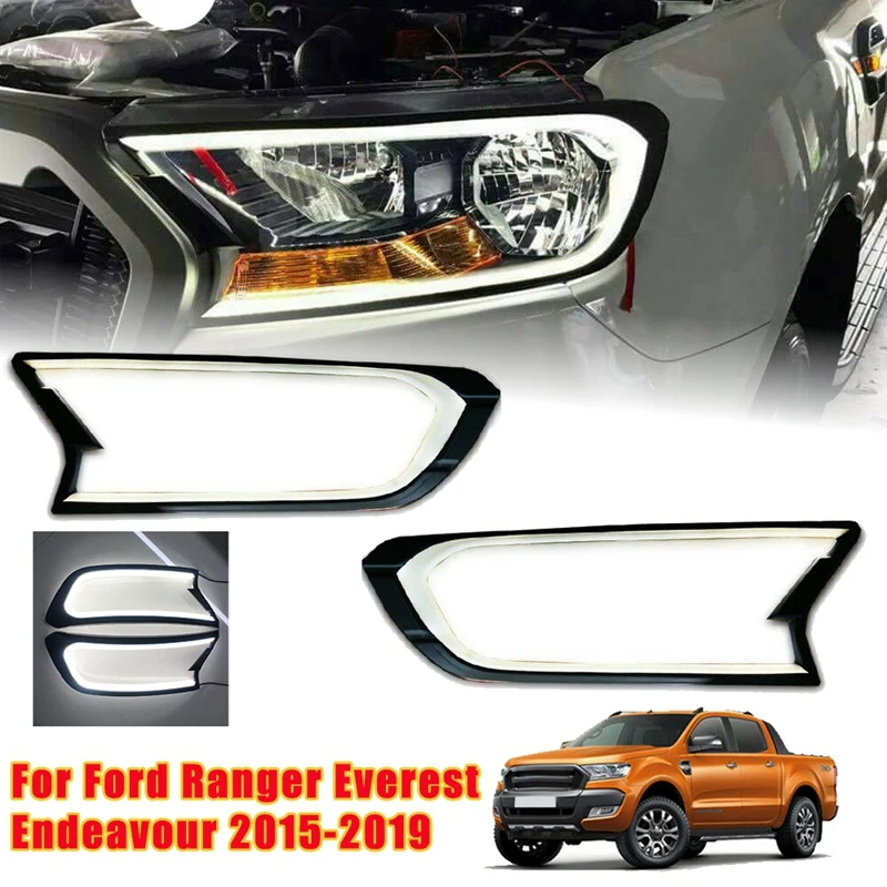 Black DRL Headlight LED Cover Trim Lamp Hood Daytime Running Light For Ford Ranger Everest Endeavour 2015-2019 
Black DRL Headlight LED Cover Trim Lamp Hood Daytime Running Light For Ford Ranger Everest Endeavour 2015-2019