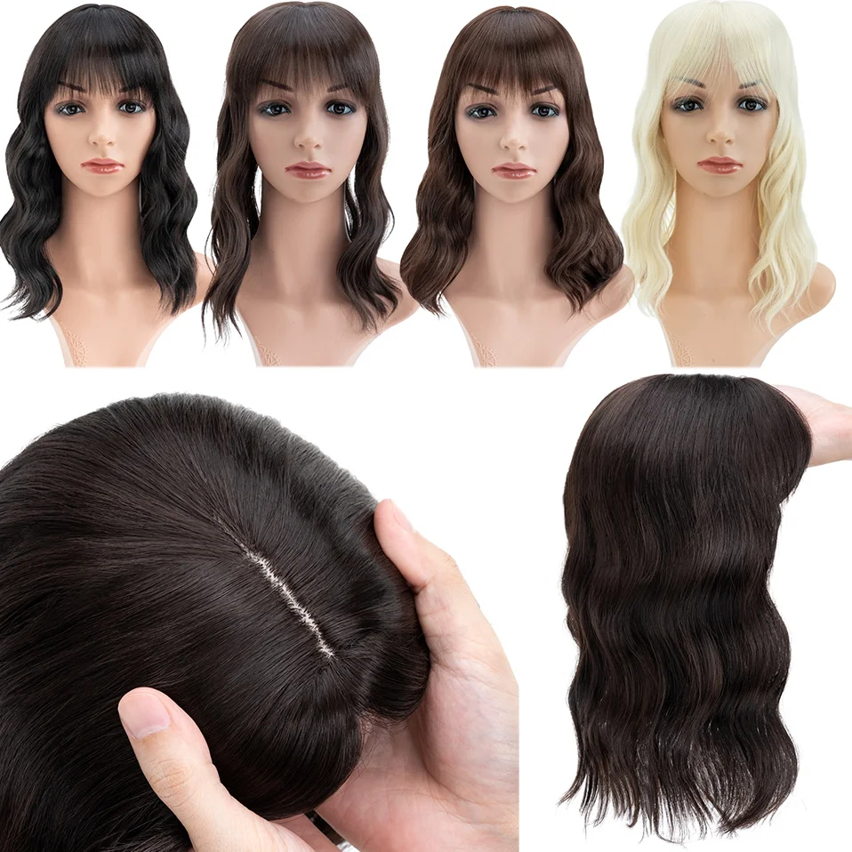 

Benehair Topper Hair Piece Invisible Seamless Straight Wig Bangs Clip Overhead Natural Invisible Replacement Cover White Hair