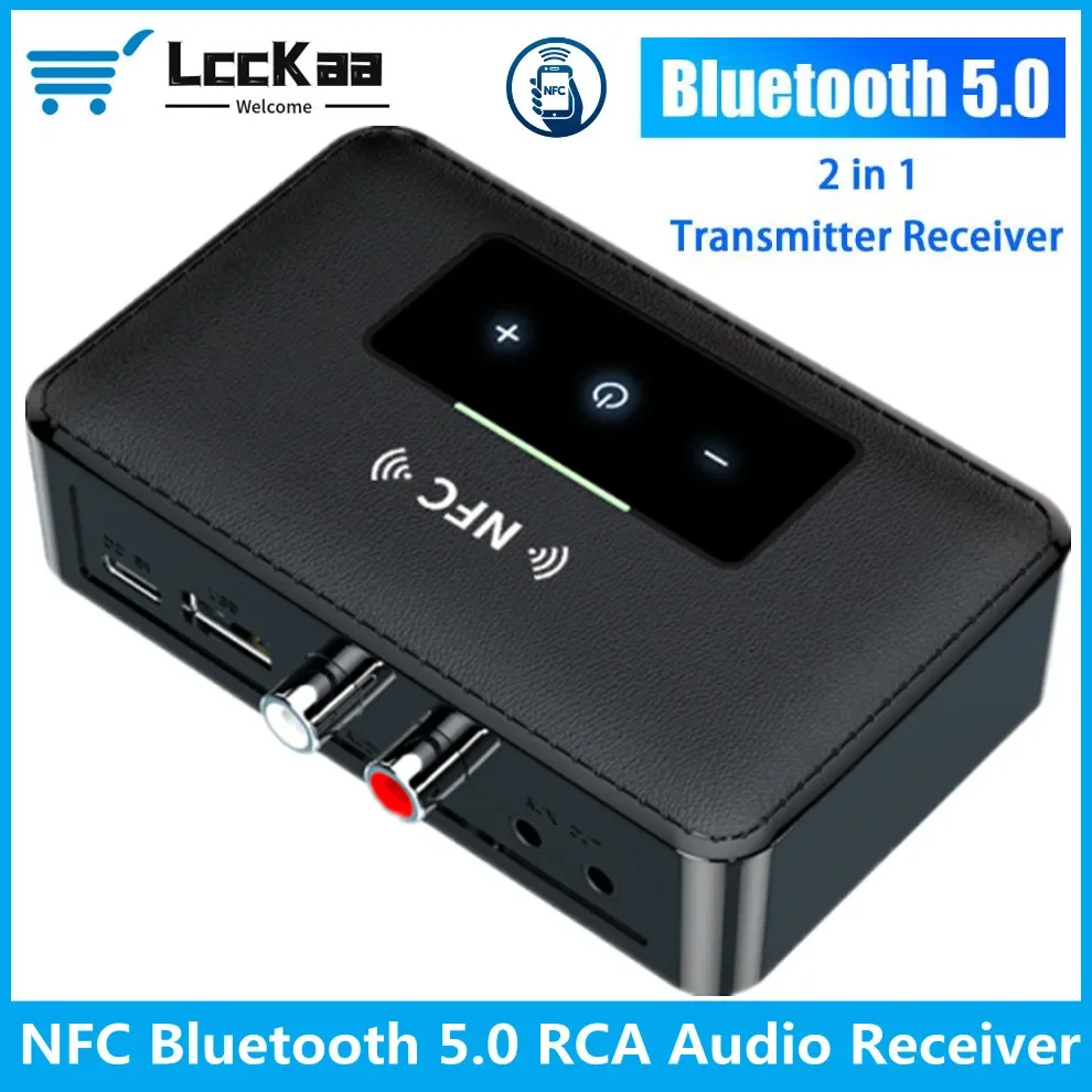 

LccKaa Bluetooth 5.0 Receiver Transmitter RCA Audio 3.5mm AUX Jack Music Wireless Adapter With Mic NFC For Car TV Speakers Auto