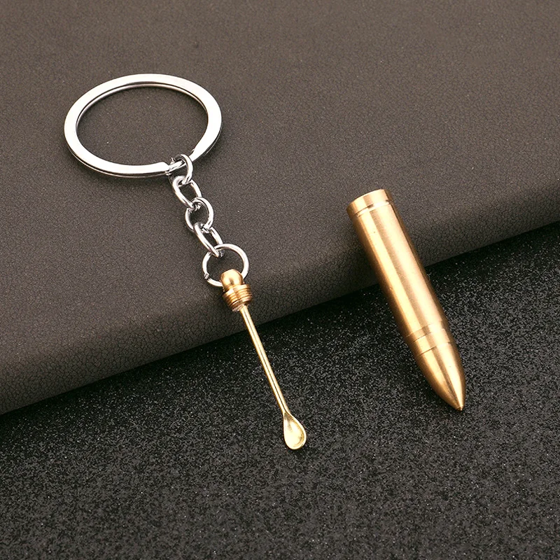 

1PC Accessories Gourd Ear Spoon Keychain Simulation Model Brass Bullet Gift Accessories Backpack Portable