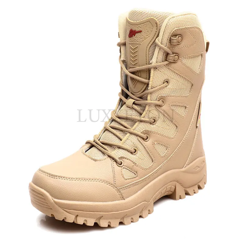 

Новинка теплые плюшевые ботинки для снега высокие мужские ботинки со шнуровкой Водонепроницаемые зимние уличные ботинки Нескользящие армейские рабочие ботинки для пустыни