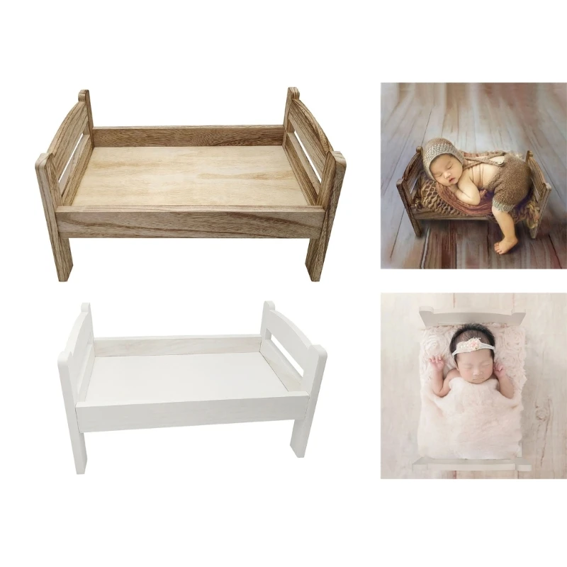 

Newborns Photography Props Retro Wooden Bed Infant Baby Removable Wood Bed Background Accessories Posing Cot Unisex