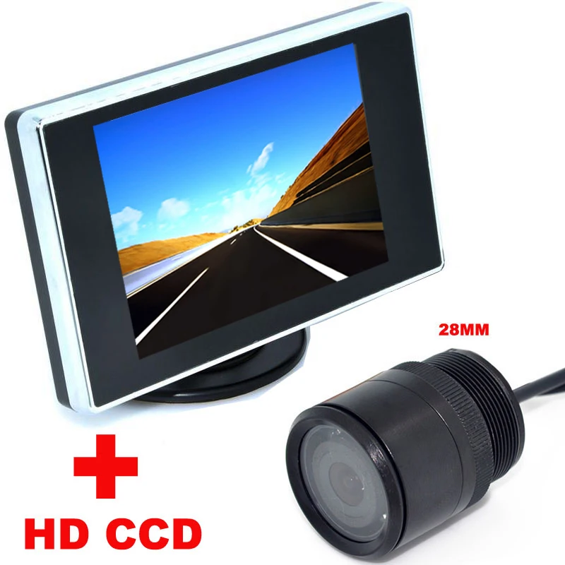 

3.5 inch Color LCD Car Video Monitor + 28mm ccd CCD Car Rear View Camera backup Camera 2 in 1 Auto Parking Assistance system