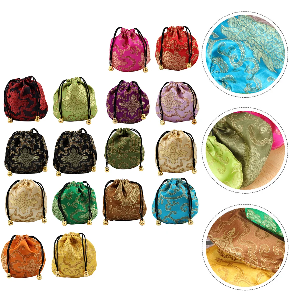 

16 Pcs Wedding Clutch Satin Embroidery Bag Convenient Packing Bags Pouch Brocade Storage Pouches Beautiful Wrapping Gift Baby