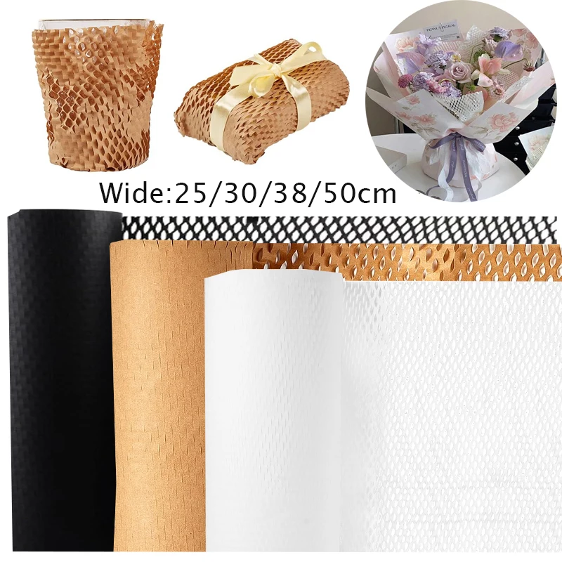 

2/5/10M Honeycomb Packing Paper Eco-friendly Cushioning Wrap Roll For Moving/Shipping Biodegradable Recyclable Bouquet packaging