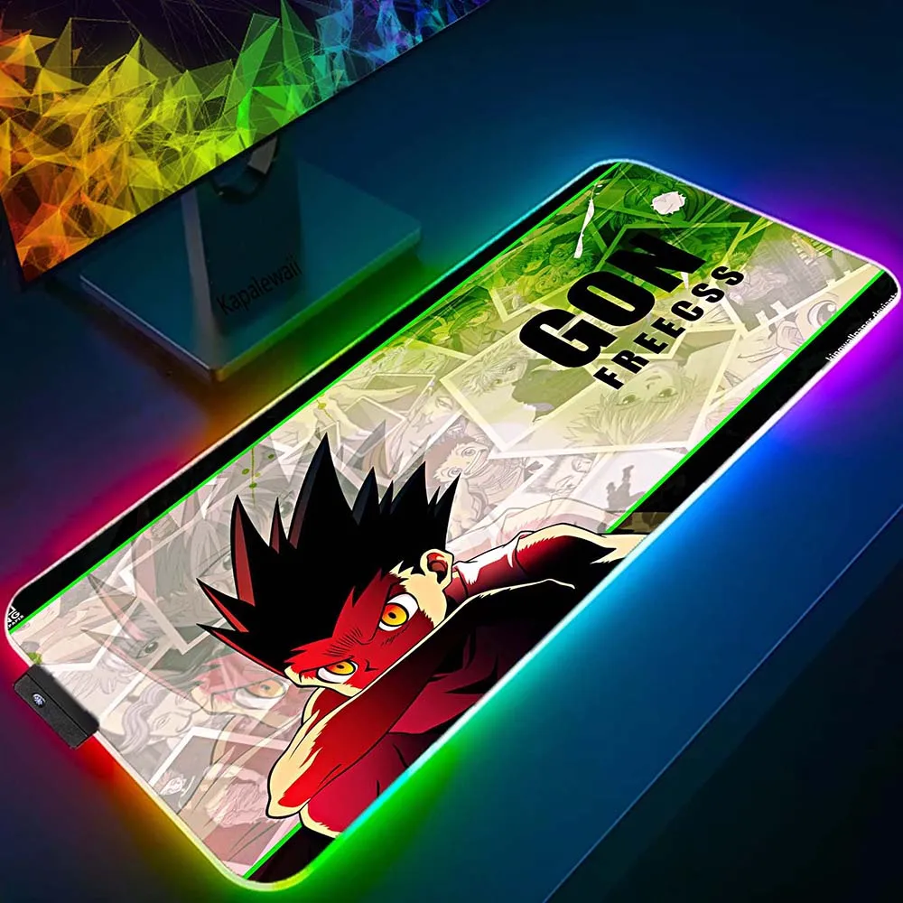 

Pc Mousemat Mouse Pads LED Rubber Desk Mat Gamer Pads RGB Hunter X Hunter XXL Large Gaming Mousepad Big Mouse Pad Keyboard Mat