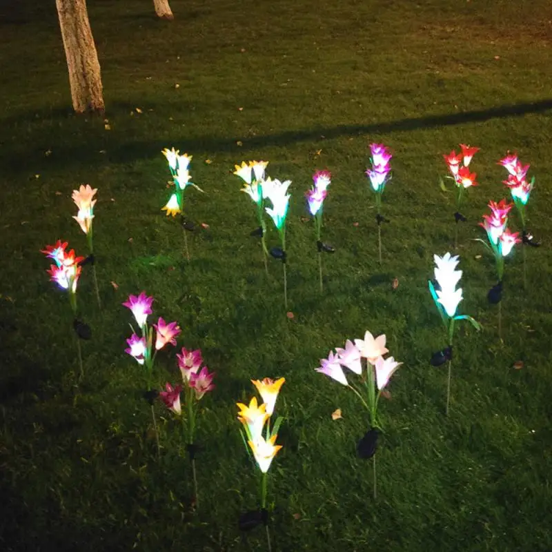 

Outdoor LED Solar Light RGB Tulip Flower Lamp Landscape Courtyard Lawn Lamp Waterproof Garden Stake Insert Solar Rose Lily Light