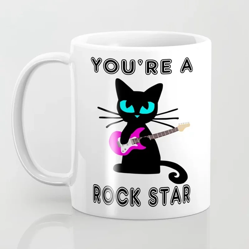 

Кофейная кружка You are A rock star, 11 унций, забавная керамическая чайная чашка с кошкой, подарок для влюбленных, друзей на день рождения, Mugat