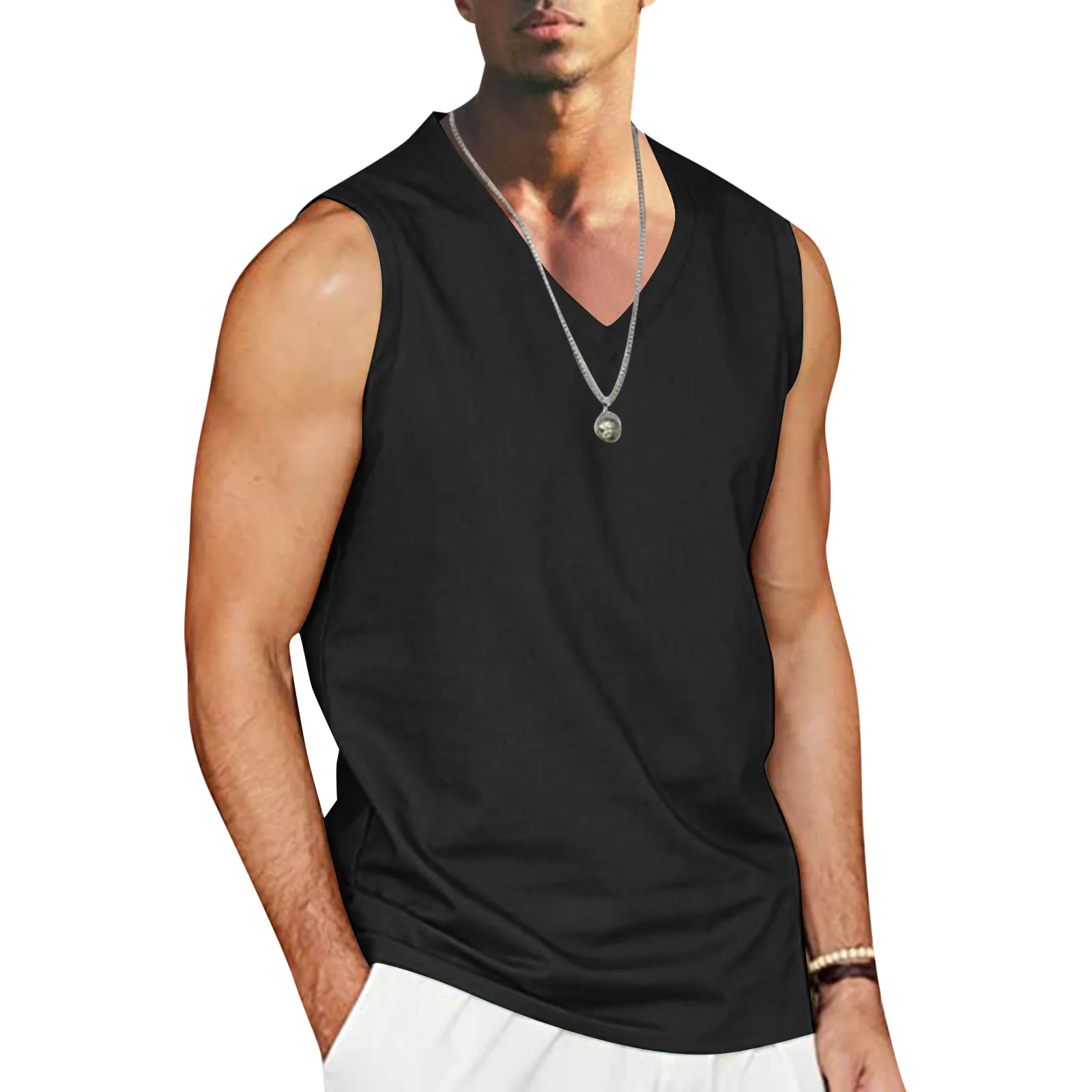 Summer Pure Color Round Neck Vest Men Fitness Sports Sleeveless T-shirt Casual Base Wide Shoulder No Sleeve T-shirt
Summer Pure Color Round Neck Vest Men Fitness Sports Sleeveless T-shirt Casual Base Wide Shoulder No Sleeve T-shirt