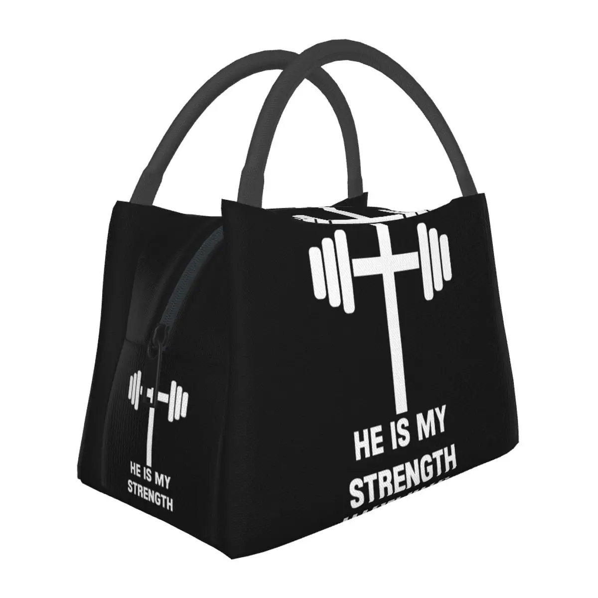 

Gym Working Out Lunch Bag for Christian God Strength Catholic Gym Motivational Thermal Cooler Picnic Religious Oxford Lunch Box