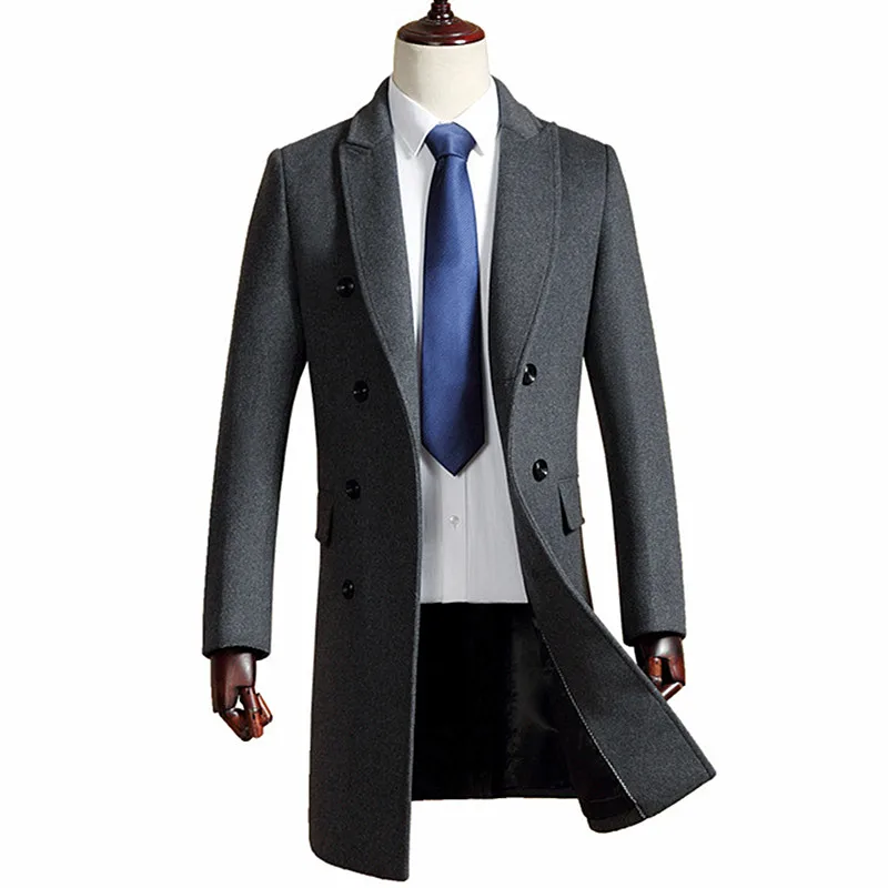 Wool Jacket Winter Men's Double Breasted Long Section Thick Blends Coat Business Woolen Lapel Slim Trench Jacket Windbreaker
Wool Jacket Winter Men's Double Breasted Long Section Thick Blends Coat Business Woolen Lapel Slim Trench Jacket Windbreaker