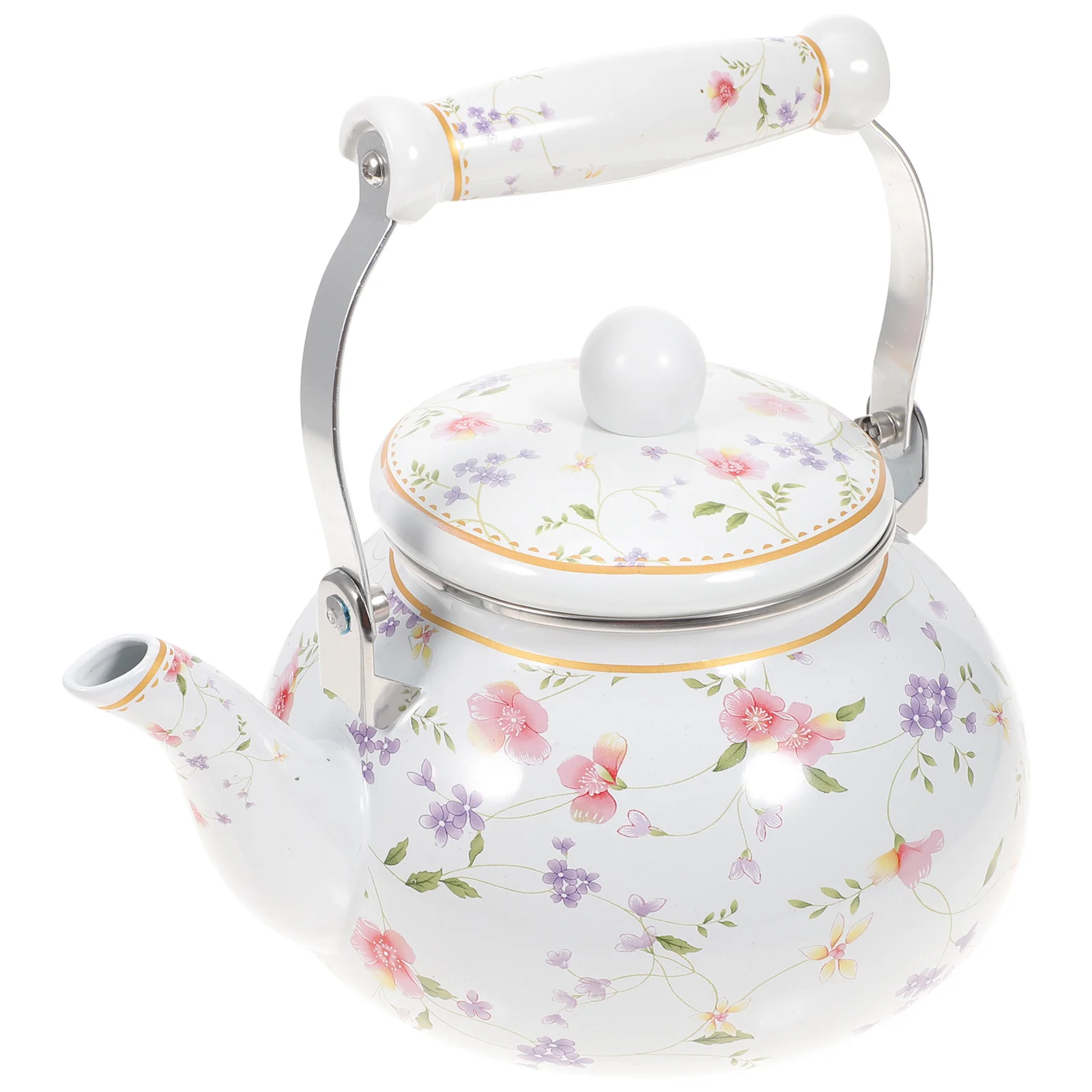 

Enamel Tea Kettle 1.5L Porcelain Teapot Stovetop Decorative Teapot Strainer Cool Handle Vintage Floral Teapot Hot Water Tea