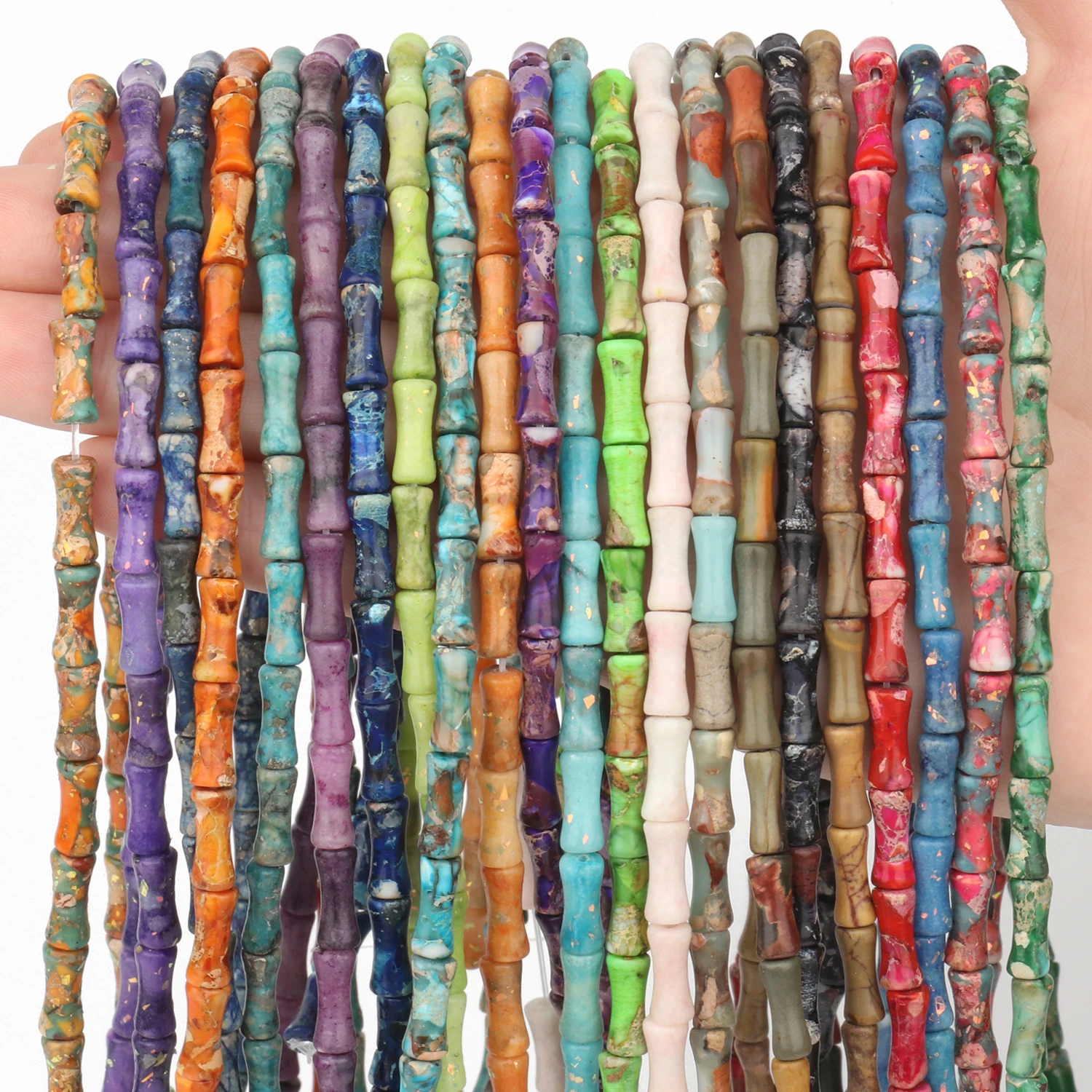 

12x5mm Colorful Bamboo Joint Shape Natural Sea Sediment Stone Beads Diy Bracelet Spacer Beads for For Jewelry Findings Crafts