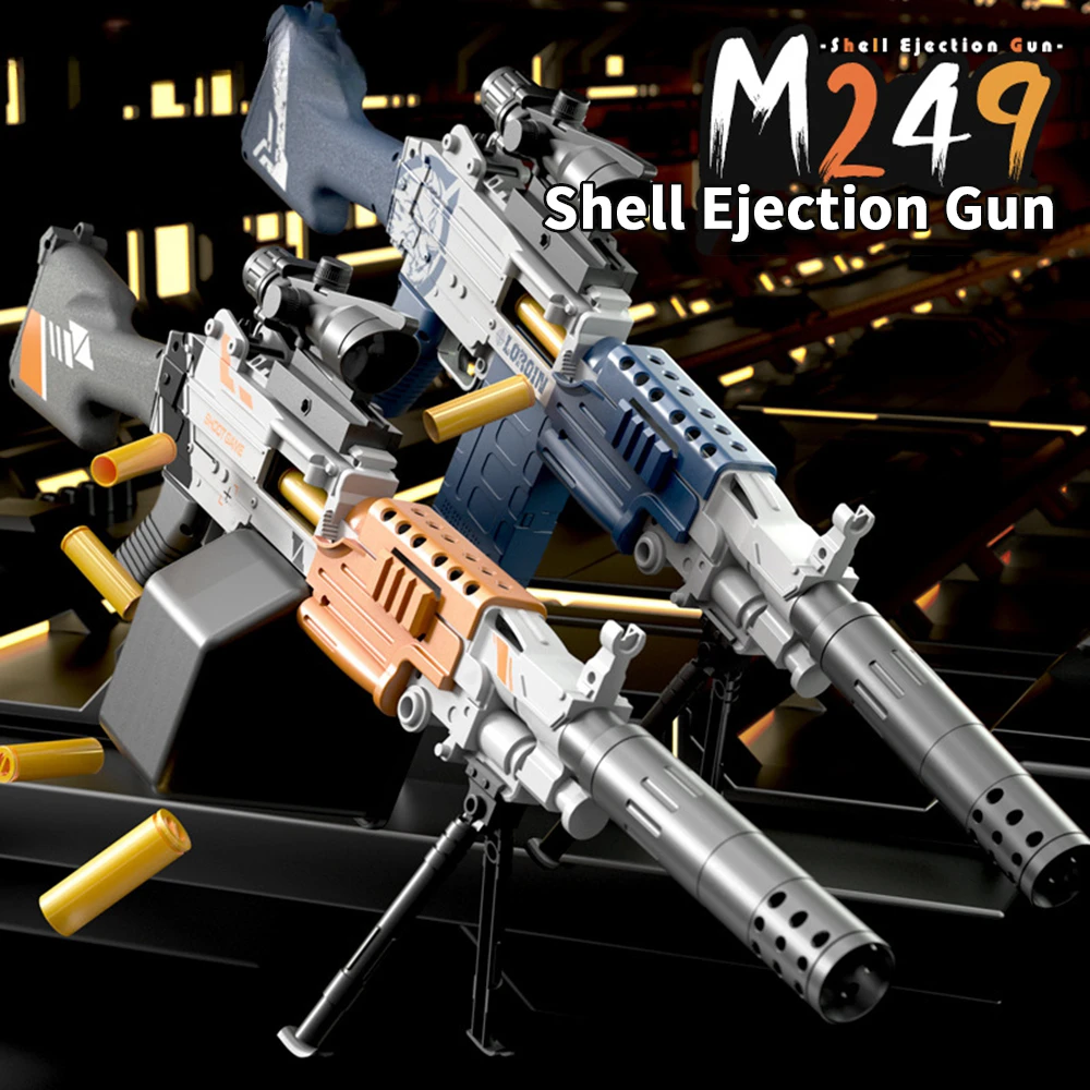 

M249 Heavy Machine Guns Manual Shell Ejection Soft Bullet Toy Gun Blaster Rifle Launcher for Boys Adults Outdoor CS Shoot Game