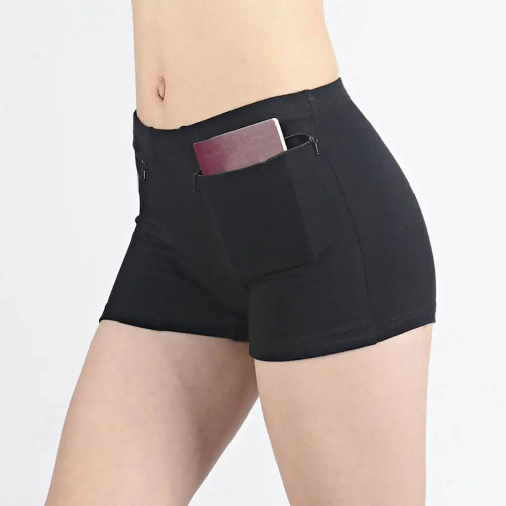 

Women Safety Pants Anti-theft Zippered Pocket Women's Safety Shorts with High Elasticity Seamless Design for Yoga Outdoor