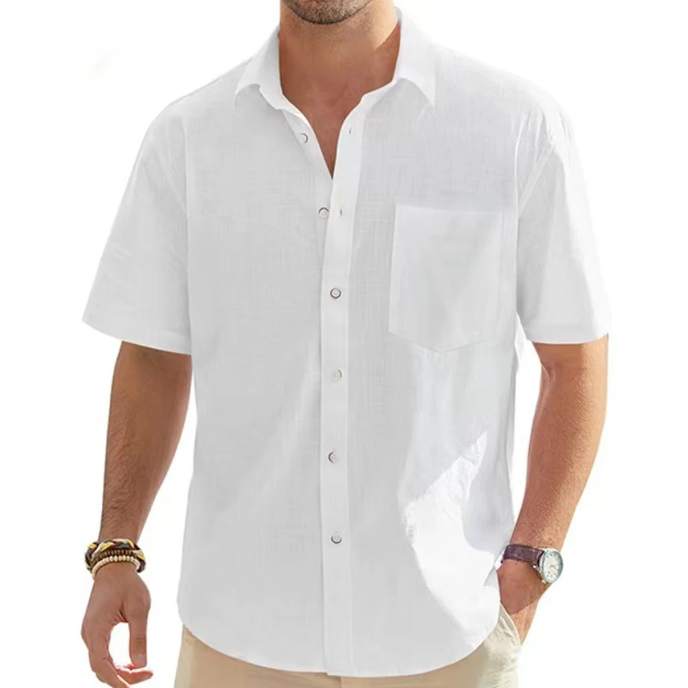 New Men Summer Short Sleeve Linen Shirts And Blouses Lapel Button Solid Color Vintage Beach Vacation Shirt For Man Clothing
New Men Summer Short Sleeve Linen Shirts And Blouses Lapel Button Solid Color Vintage Beach Vacation Shirt For Man Clothing