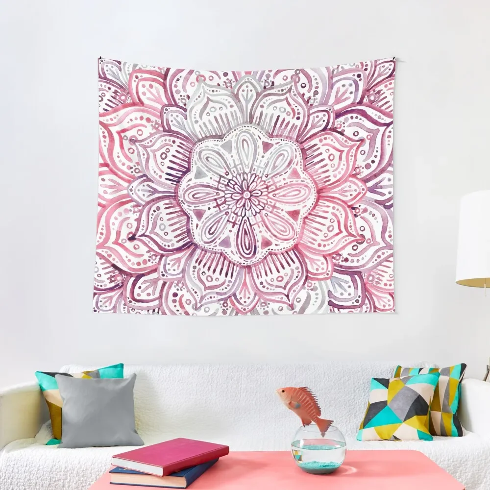 

Burgundy Blush Watercolor Mandala Tapestry Room Decor Cute Wall Tapestries Room Aesthetic Decor Wall Decor Hanging Tapestry
