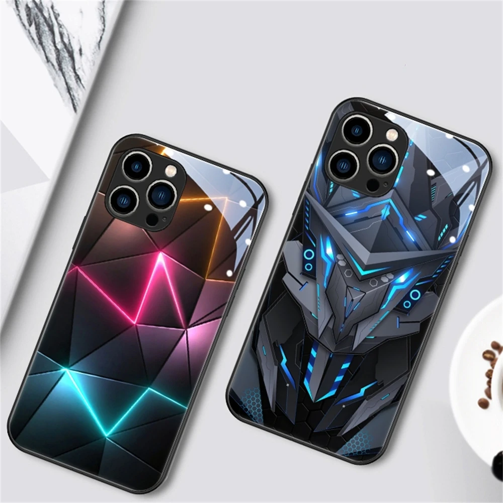 

Super Cool Armor Design LED Light Phone Case For OPPO Reno 3 4 5 6 7 8 9 Pro Plus Find X5 Glass Shockproof Cases