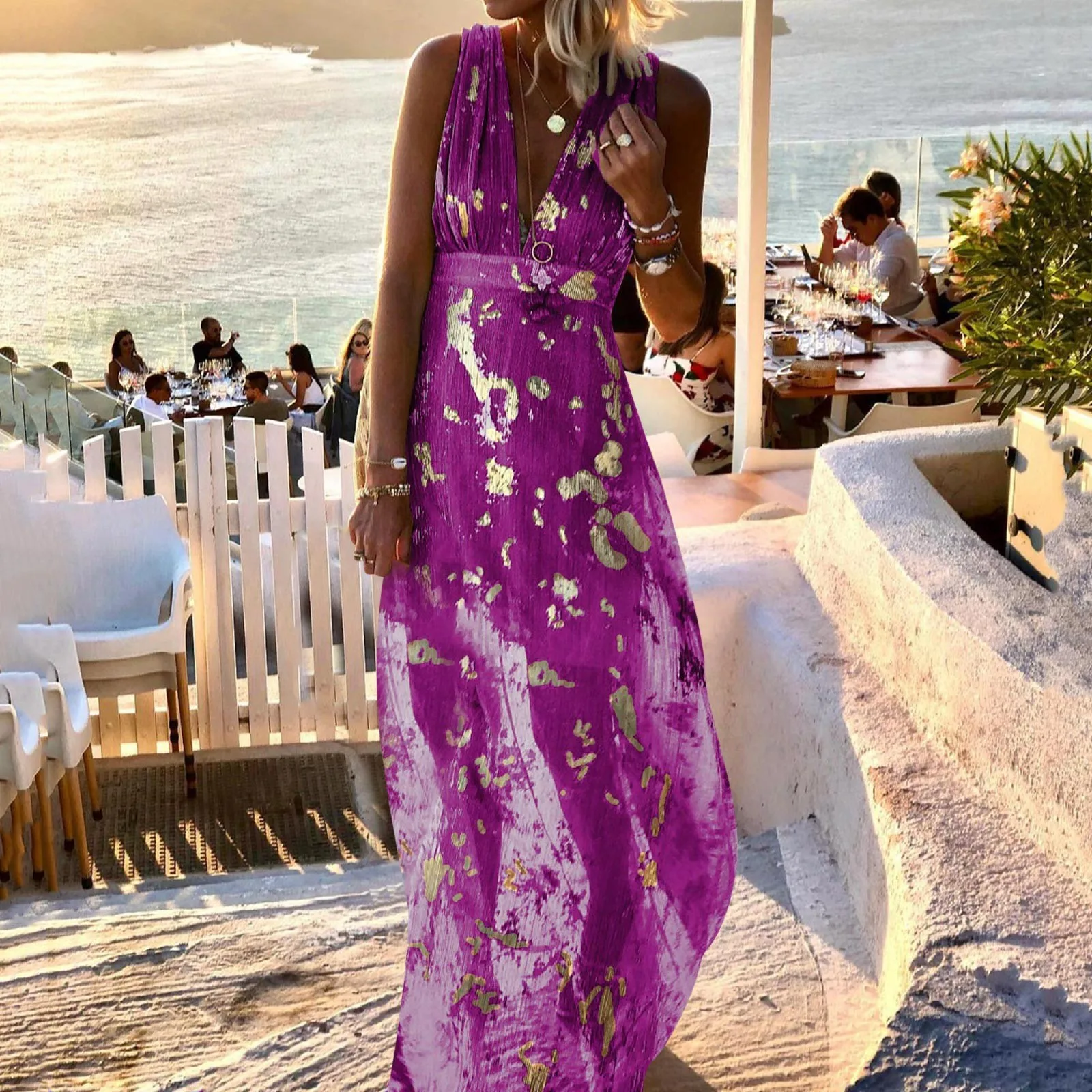 Women Midi Summer Dresses Casual V Neck Ruffle Sleeveless A Line Beach Sun Dress Printed Bohemain Vintage Long Dress For Women
Women Midi Summer Dresses Casual V Neck Ruffle Sleeveless A Line Beach Sun Dress Printed Bohemain Vintage Long Dress For Women