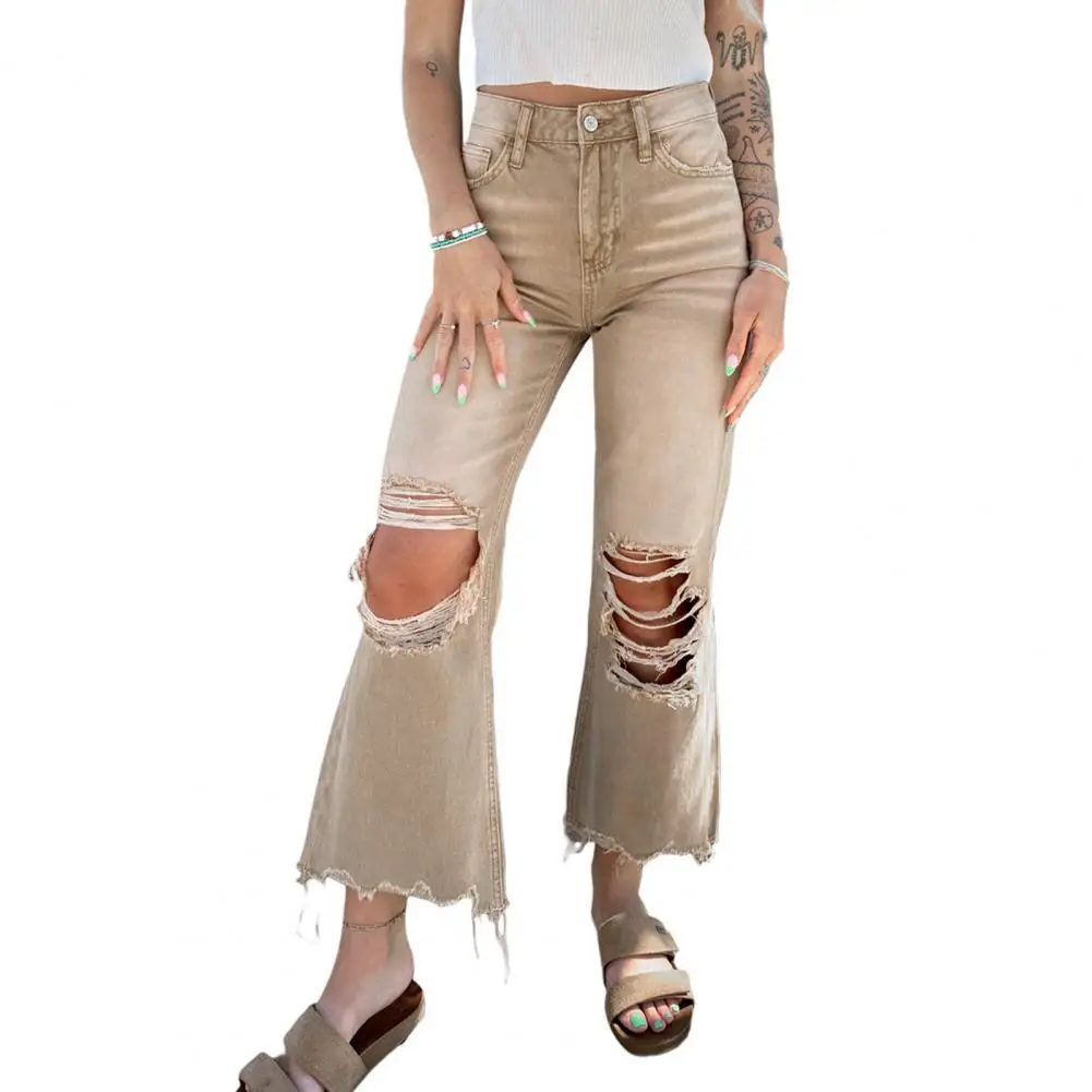 Ripped Flared Jeans Women Pockets Zipper Placket Vintage High Waist Wide Leg Pants Autumn Casual Denim Pants Female Streetwear
Ripped Flared Jeans Women Pockets Zipper Placket Vintage High Waist Wide Leg Pants Autumn Casual Denim Pants Female Streetwear