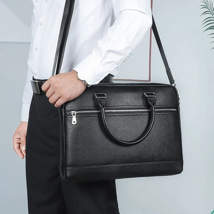 

Портфель мужской из натуральной воловьей кожи, сумка-мессенджер на плечо в деловом стиле, Офисная Сумочка унисекс для ноутбука 14 дюймов