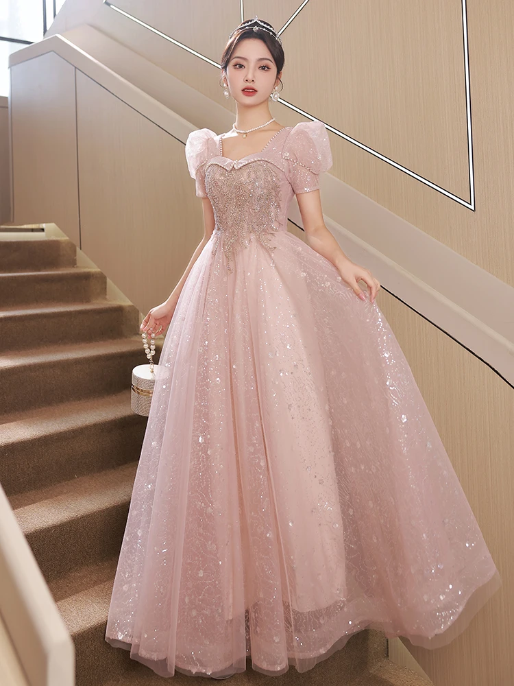 Pink Prom Dresses For Birthday Party Elegant Sweetheart Floor-Length Shiny Sequin Tulle Long Women Evening Gowns 2023
Pink Prom Dresses For Birthday Party Elegant Sweetheart Floor-Length Shiny Sequin Tulle Long Women Evening Gowns 2023