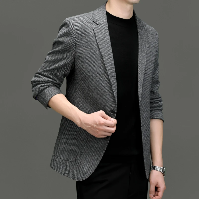 

2023 High quality men fashion handsome trend Korean version slim-fit new business casual banquet everything Four Seasons Blaze