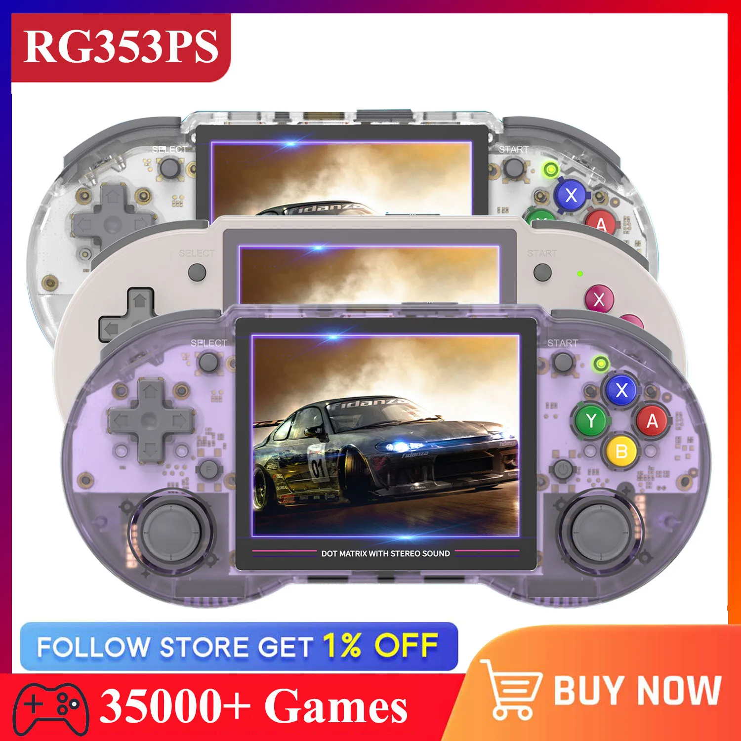 

ANBERNIC RG353PS Retro Handheld Game Console RK3566 3.5 INCH IPS LINUX WIFI Bluetooth Video HD Player 512G 80000 Games Psp Ps1
