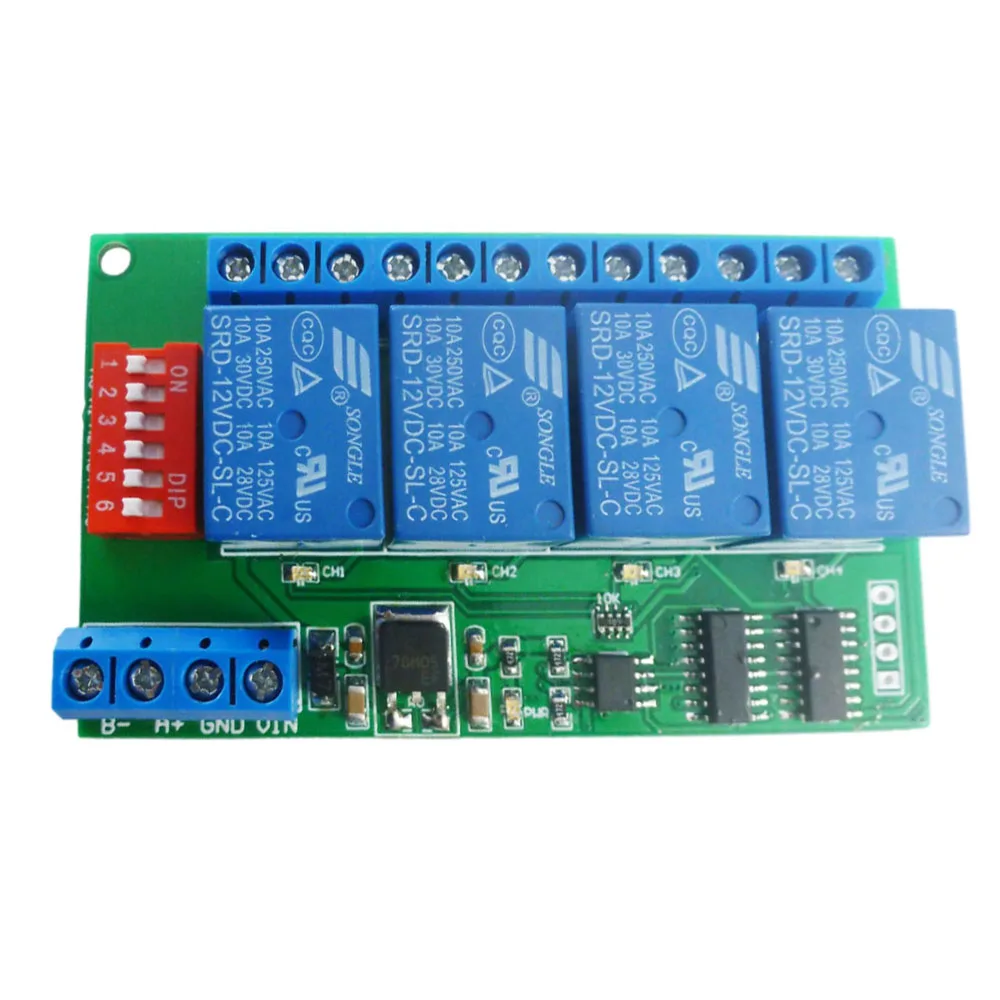 CE040 DC 12V 4 Channel RS485 Relay Module Modbus RTU & AT Command Remote Control Switch for PLC PTZ Camera Security Monitoring
CE040 DC 12V 4 Channel RS485 Relay Module Modbus RTU & AT Command Remote Control Switch for PLC PTZ Camera Security Monitoring