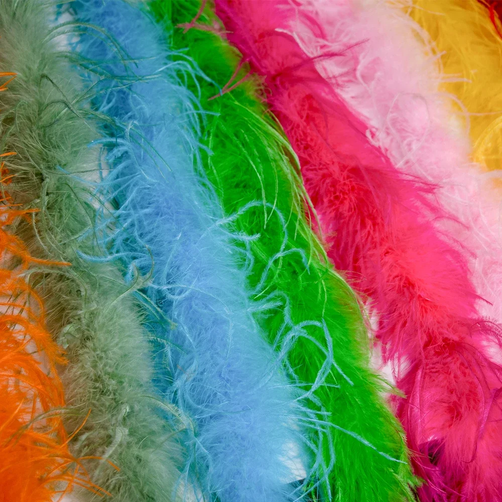 

2Meters Colored Ostrich Feather Boa Trims Dress Trim Costume Fluffy Ostrich Feathers for Decoration Crafts Wedding Plumas Decor