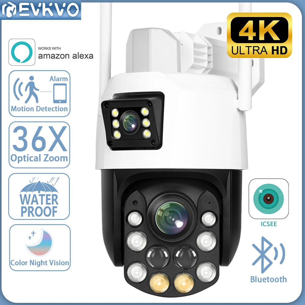 EVKVO 4K 8MP Dual Lens PTZ WIFI Camera Dual Screen 36X Optical Zoom Outdoor Security CCTV Surveillance IP Camera Alexa iCsee
EVKVO 4K 8MP Dual Lens PTZ WIFI Camera Dual Screen 36X Optical Zoom Outdoor Security CCTV Surveillance IP Camera Alexa iCsee