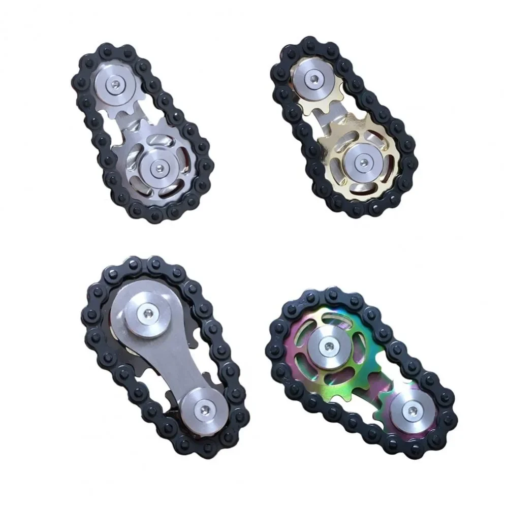 

Novelty Fingertip Gyro Chains Flywheel Sprockets EDC Stainless Steel Decompression Toy Gear Sprocket Road Spinner Party Favors