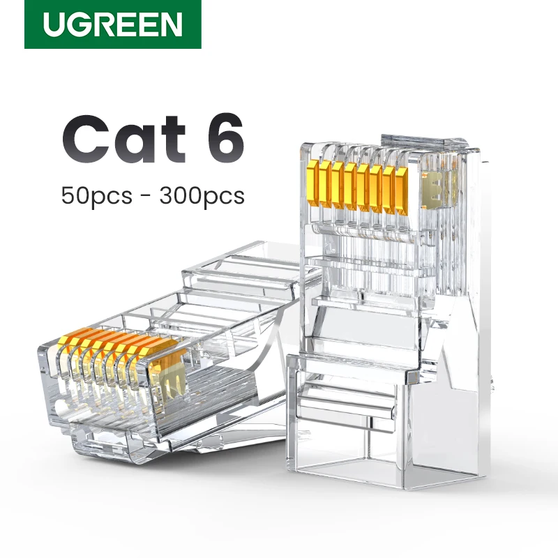 

UGREEN RJ45 Connector Ethernet Cable Cat6 Connector 50pcs-300pcs Ethernet Cable Crimp Connectors UTP Network Plug for Network