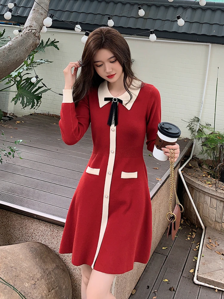 Autumn Winter New Knitted High Waist Slim Girl Sexy Sweet Long Sleeve Dresses for Women Above Knee Mini Polo A LINE Y2k Vestidos
Autumn Winter New Knitted High Waist Slim Girl Sexy Sweet Long Sleeve Dresses for Women Above Knee Mini Polo A LINE Y2k Vestidos