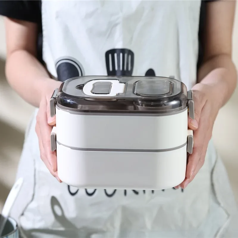 

Multi-layer 304 stainless steel heated water) insulated lunch box sealed box double-frame lunch box microwave portable lunch box