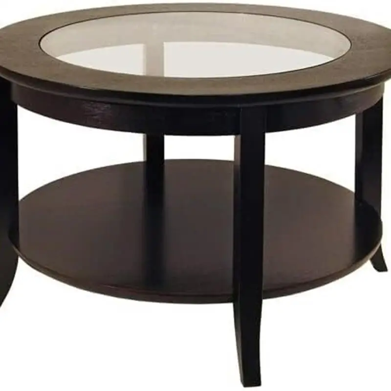 

Журнальный столик, центральный столик, со стеклянной крышкой, дерево, Круглый, эспрессо