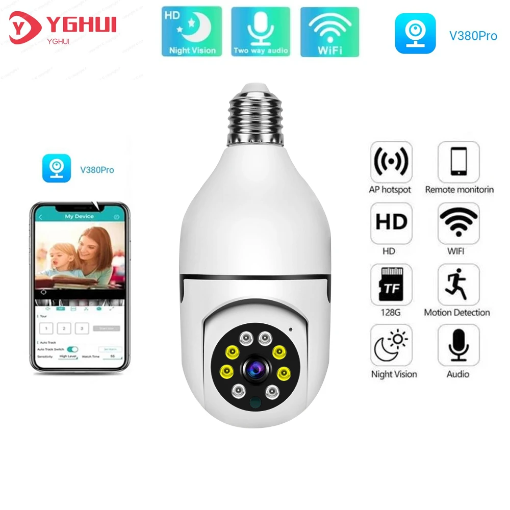 

V380 Pro 3MP E27 Bulb WIFI Camera Indoor Smart Home CCTV Wireless Security Protection MINI Camera Two Ways AUDIO