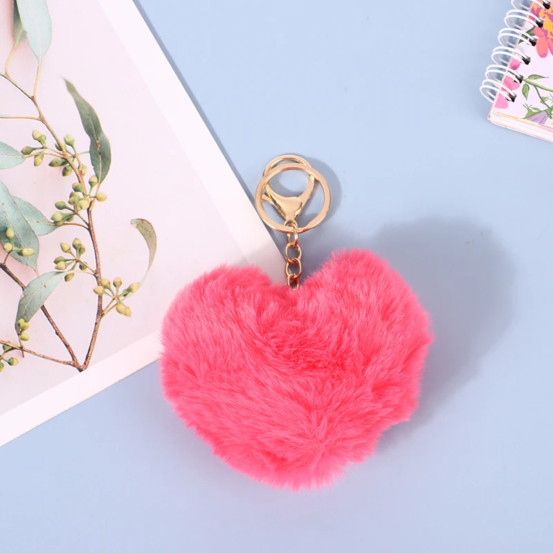 

Plush Ball Key Ring Love Mobile Phone Key Chain Soft Artificial Rex Rabbit Hair Ball Car Ladies Bag Pendant Valentine Girl Gift