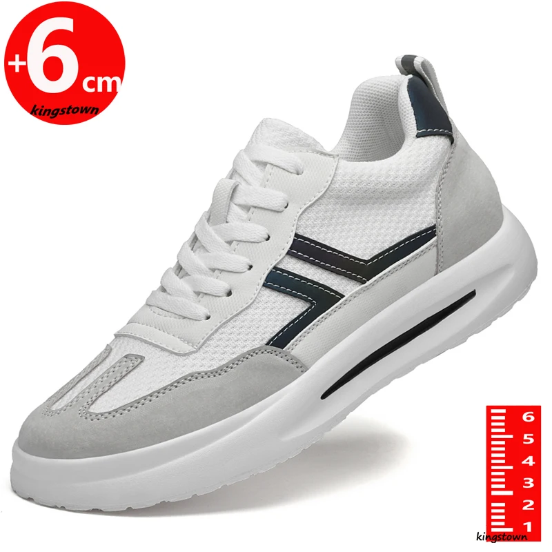 

Men Chunky Sneakers Elevator Shoes Height Increase Insole 6CM Sports Leisure Tall Man White Heel Lifts