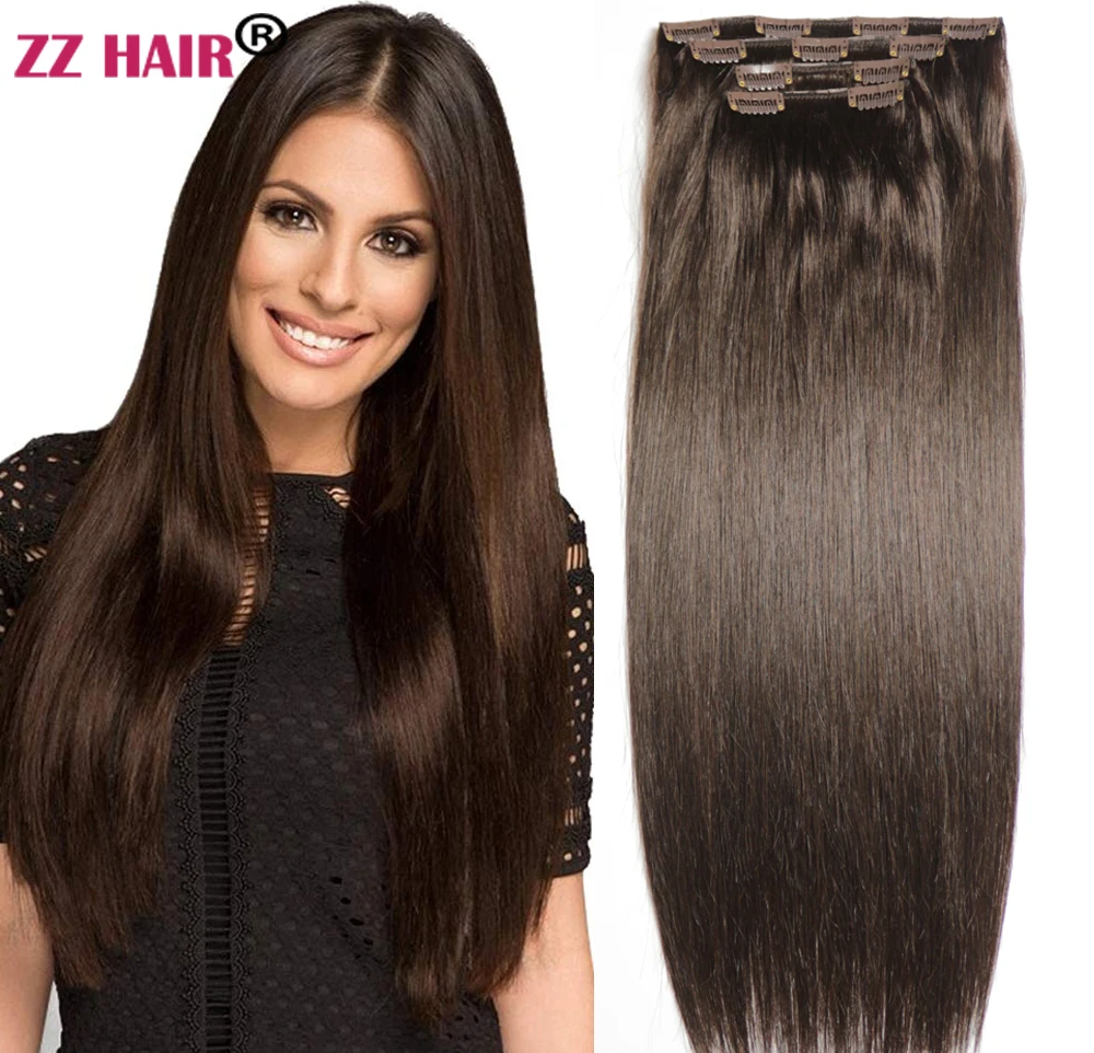 

ZZHAIR Clips-in 100% Human Remy Hair Extensions 16"-28" 4pcs Set 100g-200g Natural Straight Four Pieces