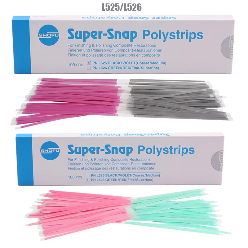 Original 100pcs/Box Dental SHOFU Rainbow Polishing Strips Super-Snap Polystrips for Finishing&Polishing Composite Restorations
Original 100pcs/Box Dental SHOFU Rainbow Polishing Strips Super-Snap Polystrips for Finishing&Polishing Composite Restorations