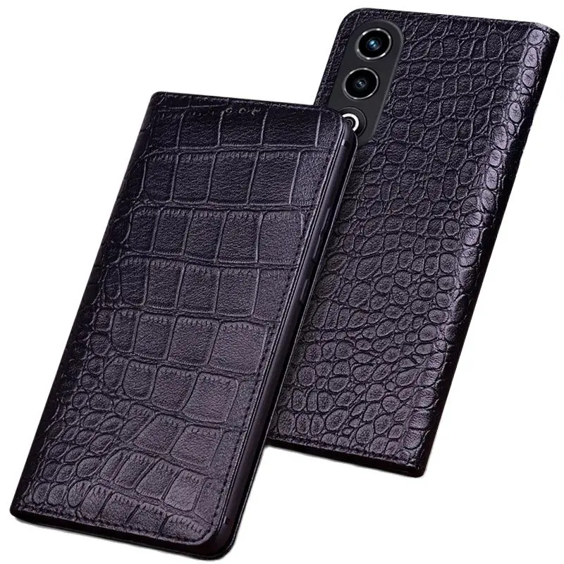 

Hot Luxury Genuine Leather Magnet Clasp Phone Cover Case For Meizu 21 Meizu21 Pro Kickstand Holster Cases Protective Full Funda
