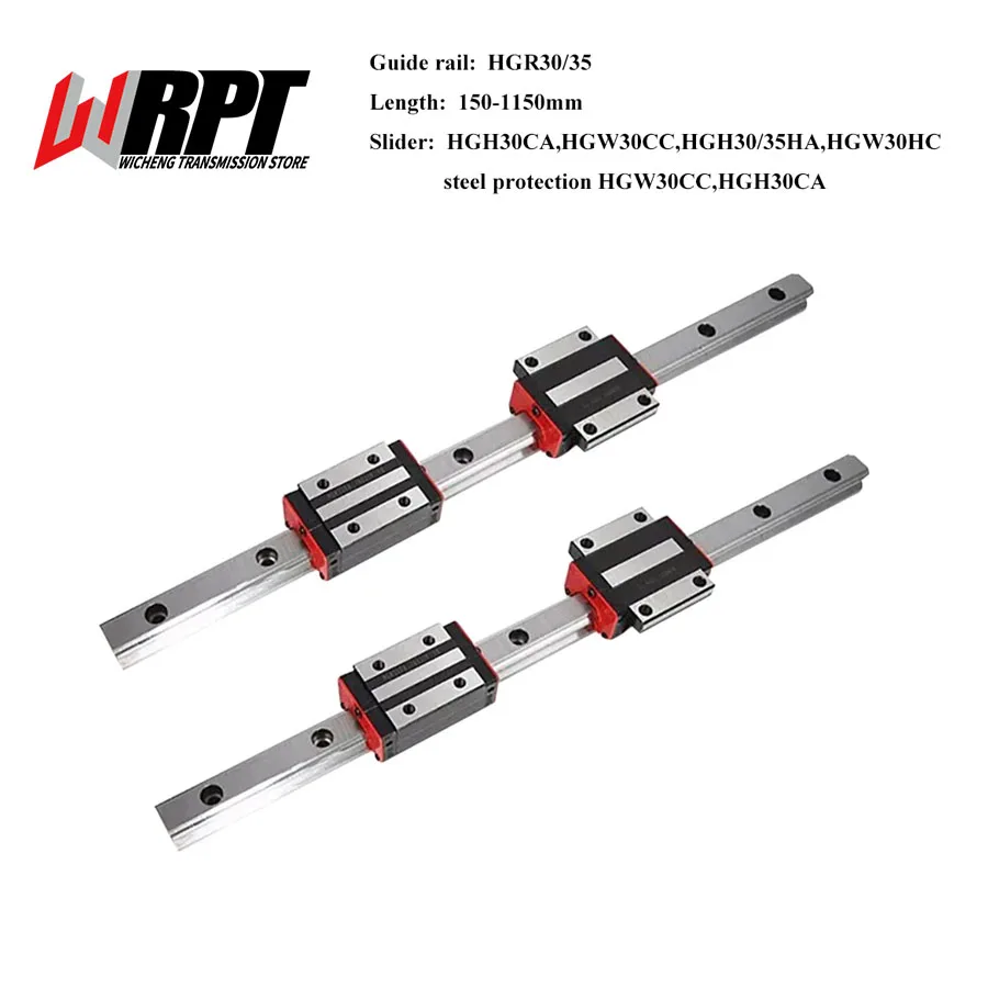 

Linear Guide Rail 2PCS HGR30 HGR35 150-1150mm Guideways Rod Set+4PCS HGH30CA HGW30CC HGH30/35HA HGW30HC Slider Carriages For CNC