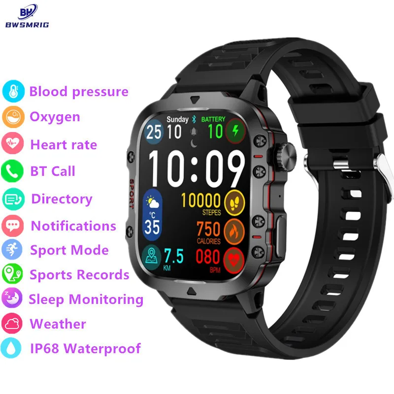 

Новинка мужские Смарт-часы Bluetooth звонки IP68 Водонепроницаемые измерение кровяного давления пульсометр мониторинг сна уличные спортивные Смарт-часы для мужчин