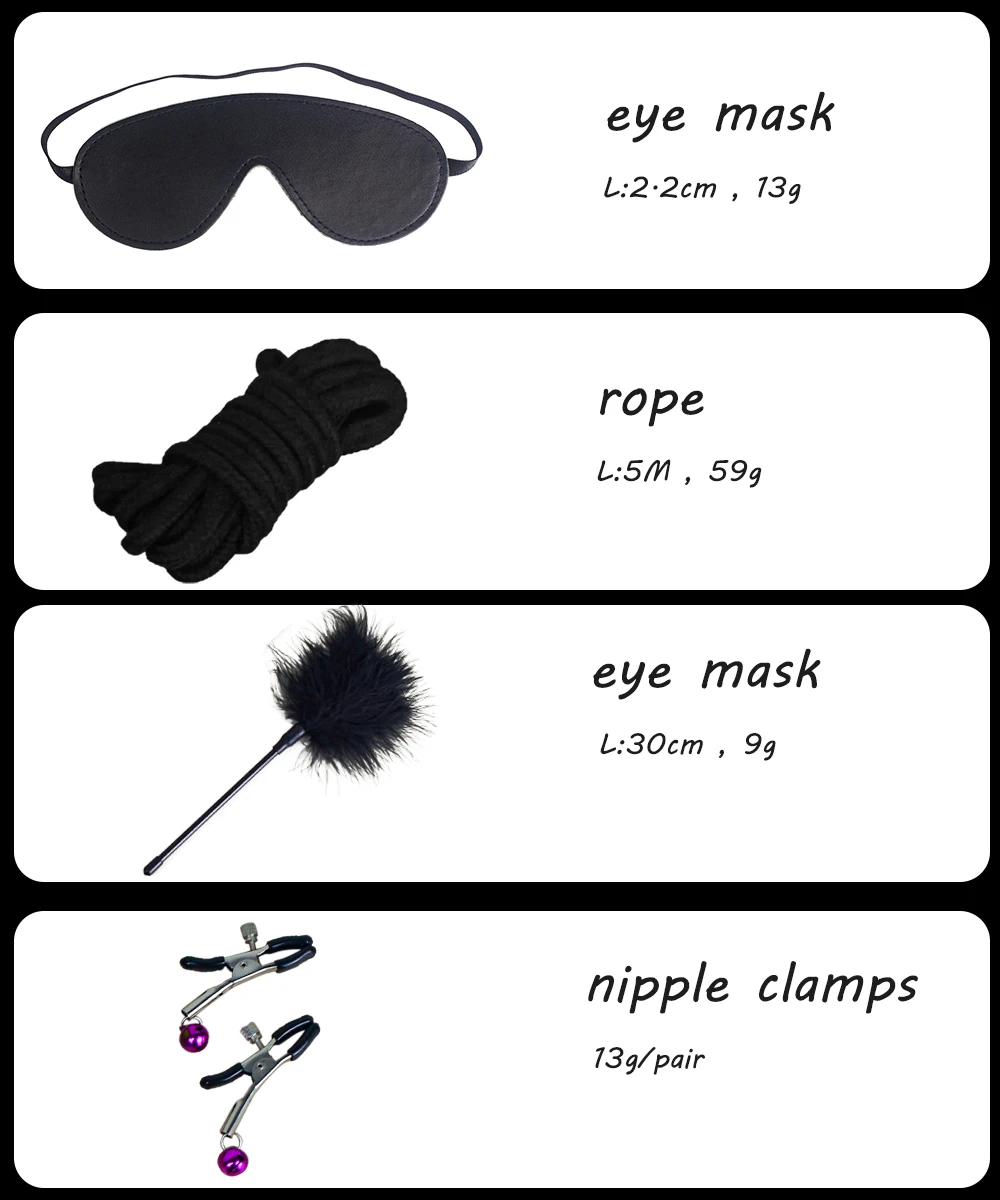 BDSM Bondage Set Erotic Bed Games Adults Handcuffs Nipple Clamps Whip Spanking SM Kits Role Playing Sex Toys for Couple BDSM Bondage Set Erotic Bed Games Adults Handcuffs Nipple Clamps Whip Spanking SM Kits Role Playing Sex Toys for Couple