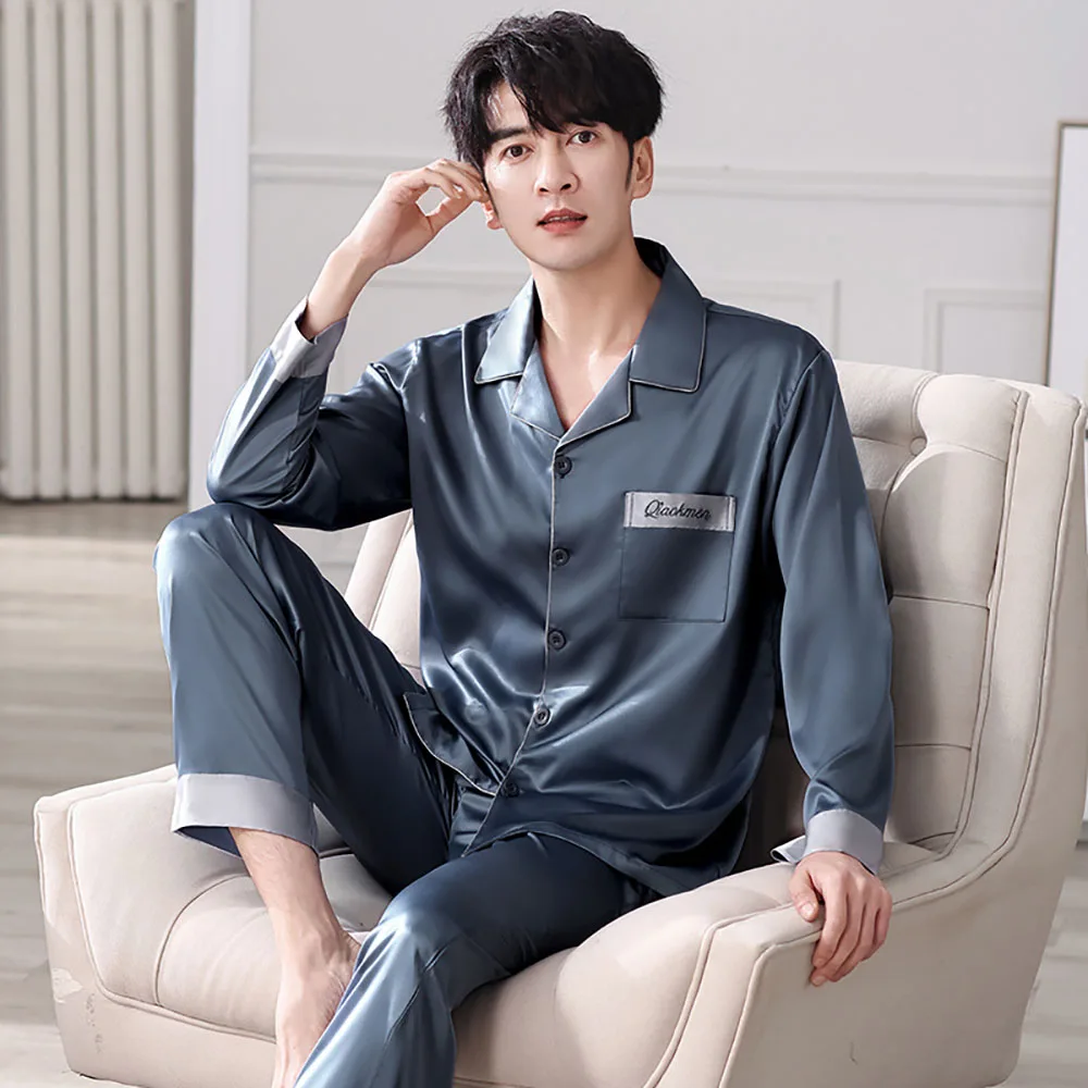 L-4XL Big Size Silk-like Solid Sleepwear For Sleeping Spring Autumn 2024 Breathable Cool Pajamas Set Loose Smooth Pijama Hombre
L-4XL Big Size Silk-like Solid Sleepwear For Sleeping Spring Autumn 2024 Breathable Cool Pajamas Set Loose Smooth Pijama Hombre