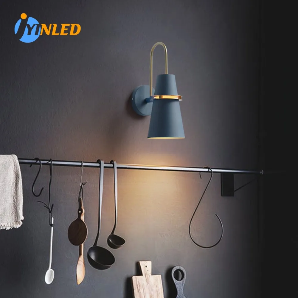 

Новый стиль, Скандинавский дизайн, красочная светодиодная настенная лампа, декоративная прикроватная лампа для гостиной, спальни, современное железное небольшое настенное бра
