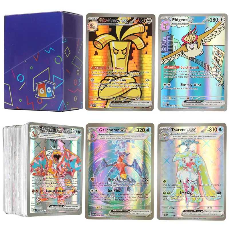 

English Version Pokémon TCG: Scarlet & Violet 100Pcs Rare Card EX Pokemon Titanium crystal Charizard Battle Card